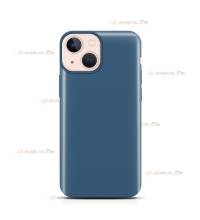 coque pour iPhone 13 Mini en silicone soft touch et intérieur microfibre bleu pétrole