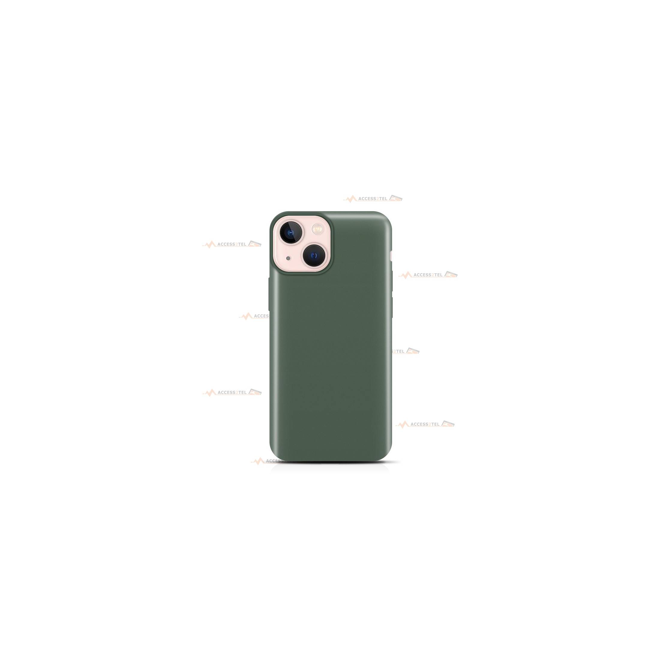 coque pour iphone 11 Pro max en silicone soft touch et intérieur microfibre vert de gris