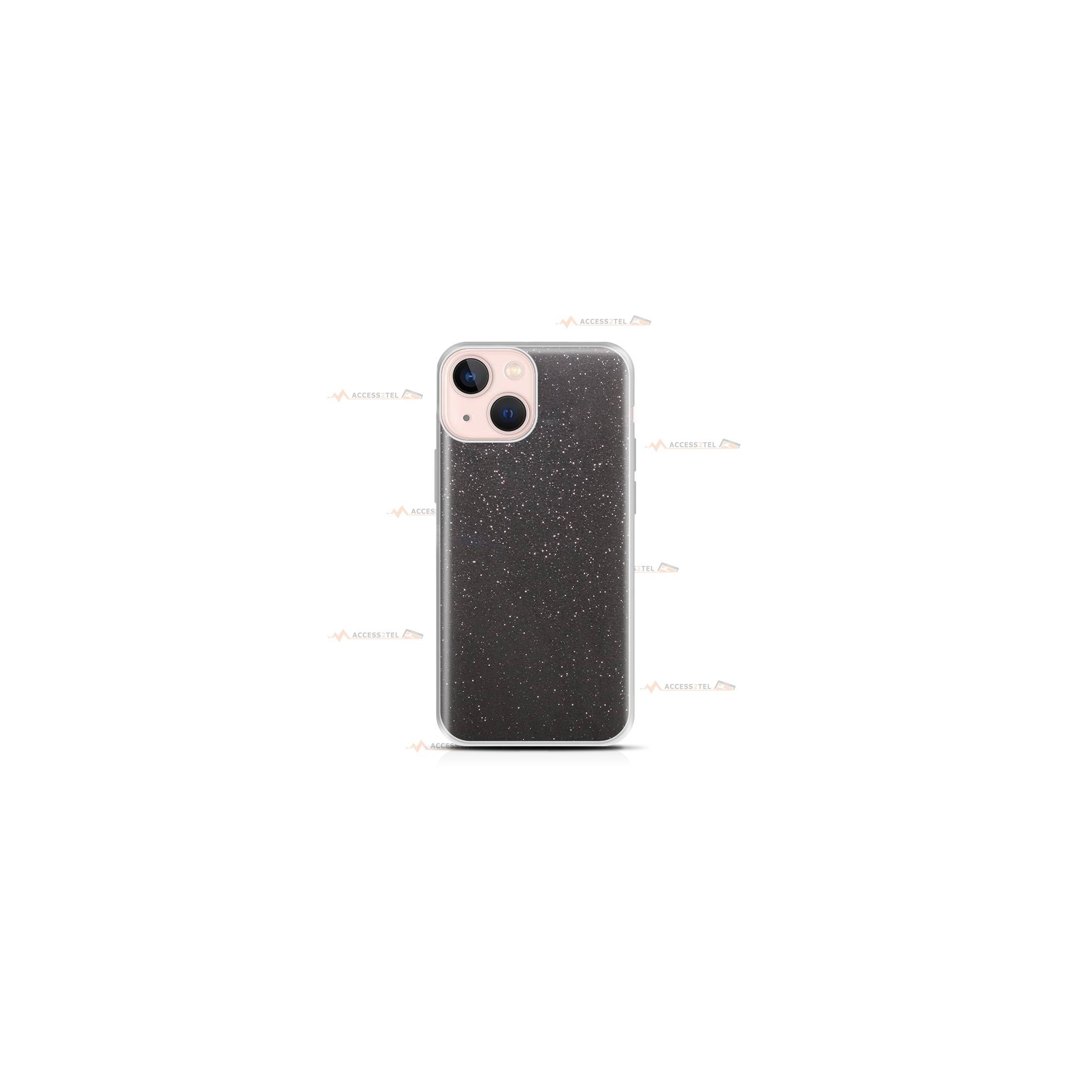 coque pour iphone 13 mini paillettes noire