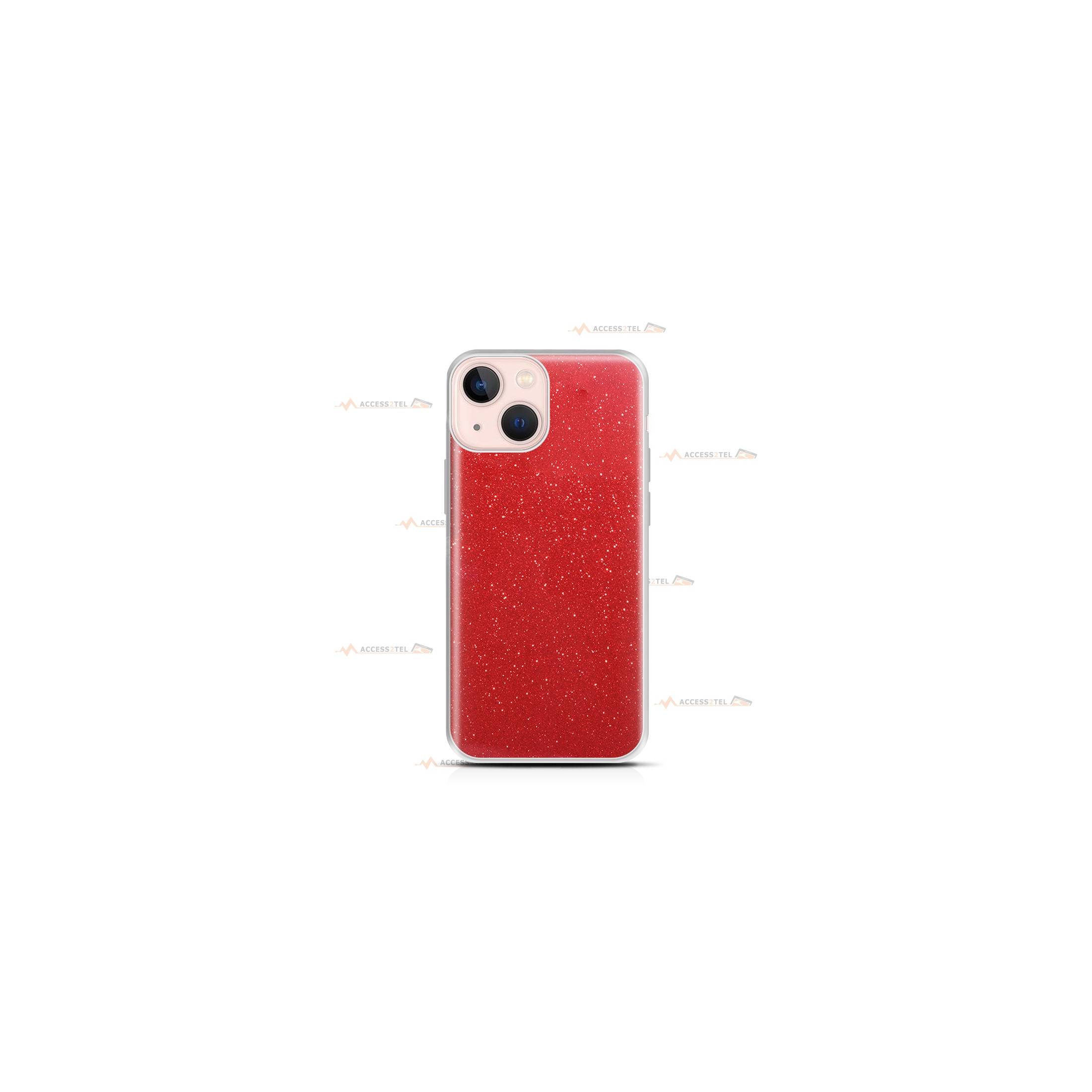 coque pour iphone 13 mini paillettes rouge