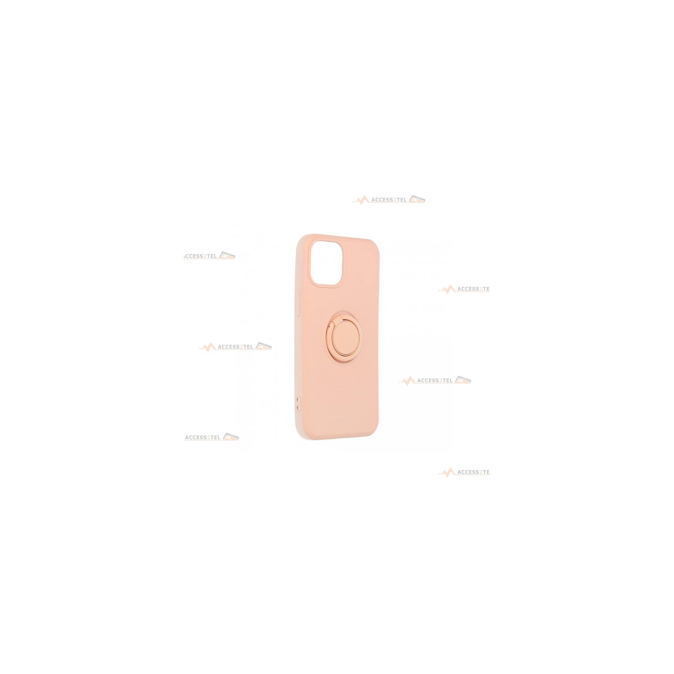 coque rose avec anneau pour iphone 13 mini