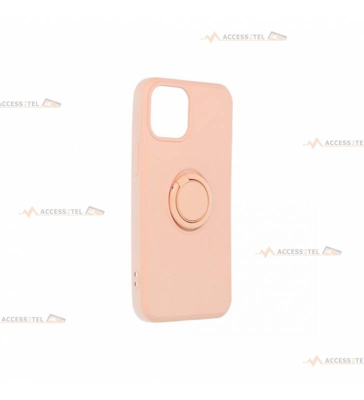 coque rose avec anneau pour iphone 13 mini