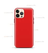 coque pour iphone 13 pro en silicone soft touch et intérieur microfibre rouge