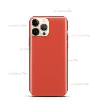 coque pour iPhone 13 Pro en silicone soft touch et intérieur microfibre orange corail