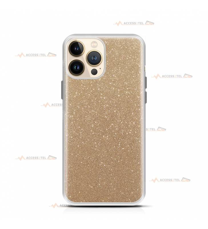 coque pour iphone 13 pro paillettes dorée