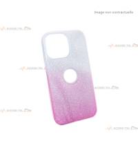 coque renforcée pour iphone 13 pro paillettes dégradé rose