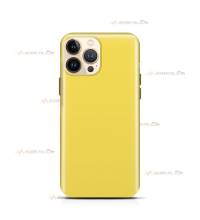 coque pour iPhone 13 Pro Max en silicone soft touch et intérieur microfibre jaune fluo