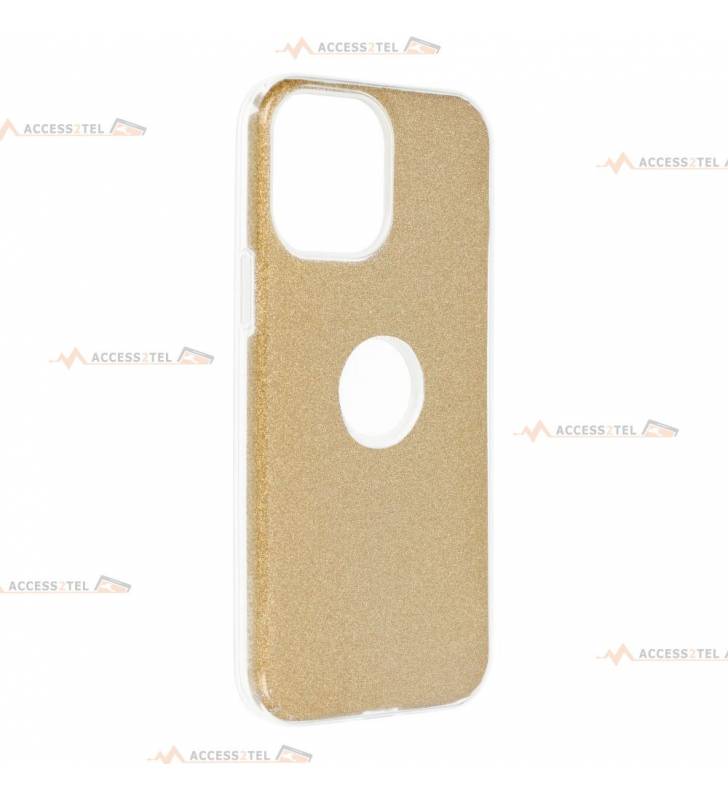 coque renforcée pour iphone 13 pro max paillettes dorée