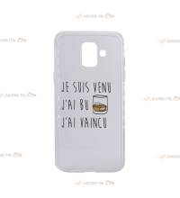 coque pour galaxy A6 2018 transparente avec un verre d'alcool et le texte "Je suis venu