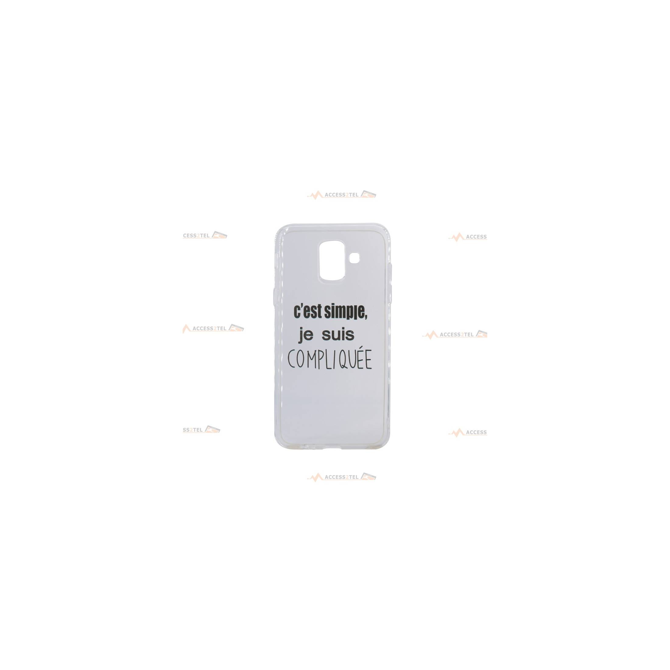 coque pour galaxy A6 2018 transparente avec le texte "C'est simple