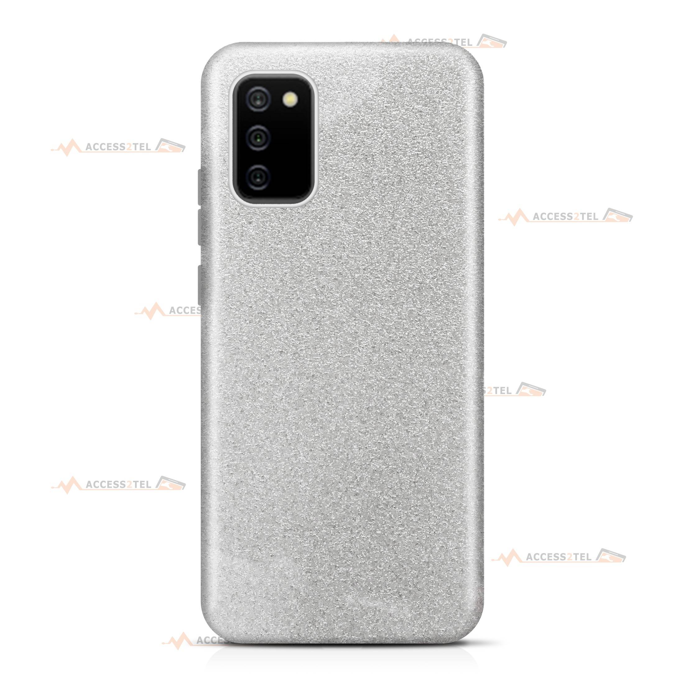 coque pour samsung galaxy A02s paillettes argentée