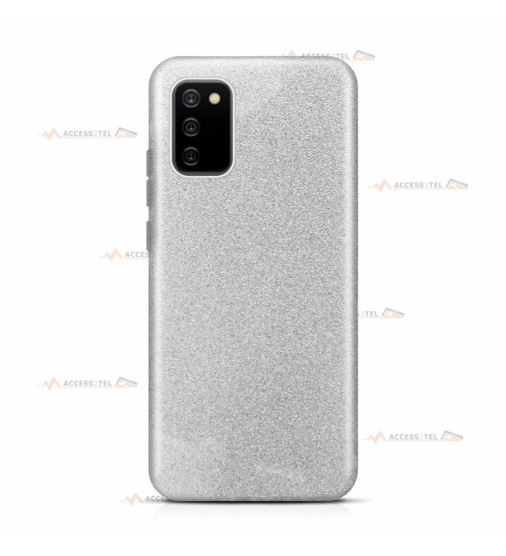 coque pour samsung galaxy A02s paillettes argentée