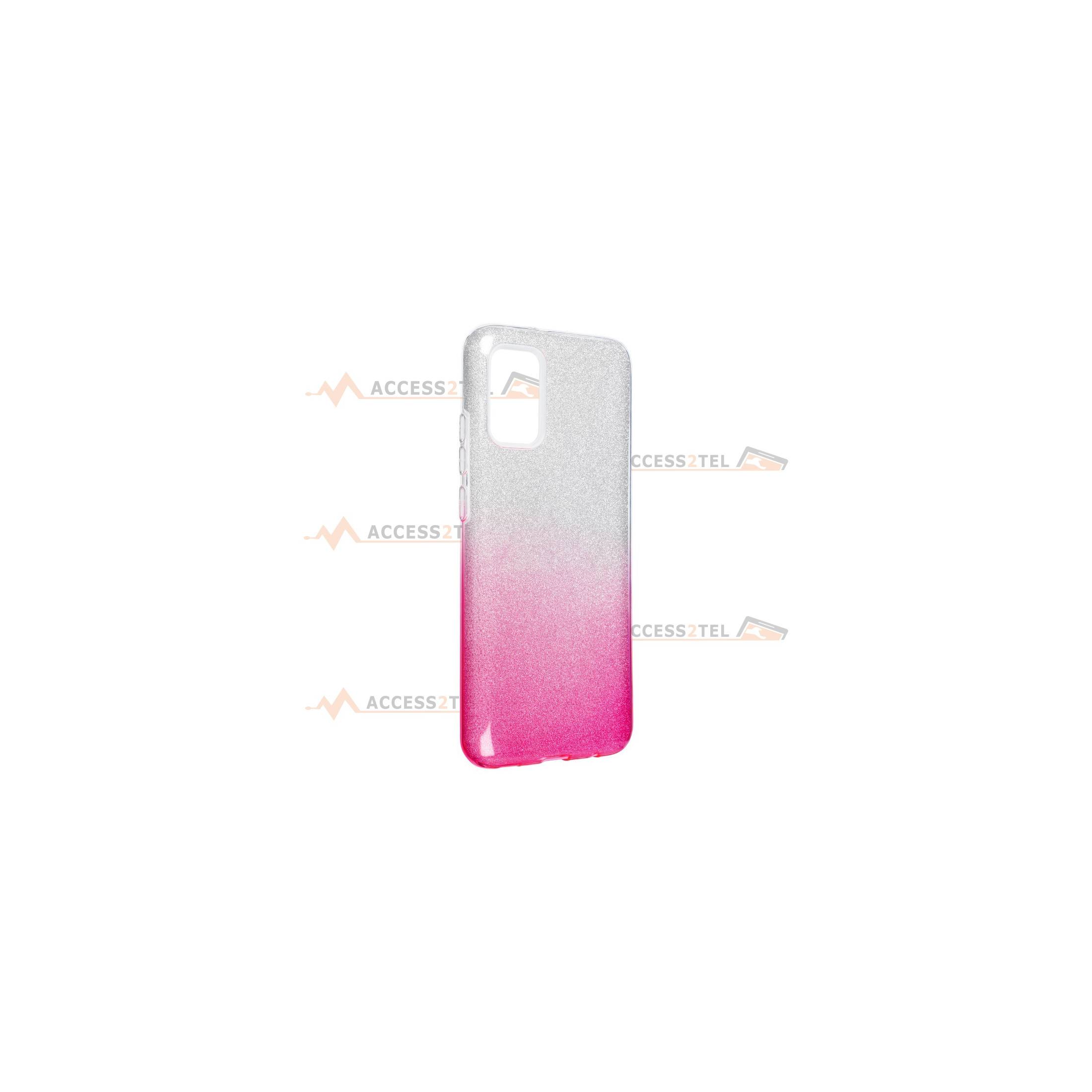 coque renforcée pour samsung galaxy A02s paillettes dégradé rose