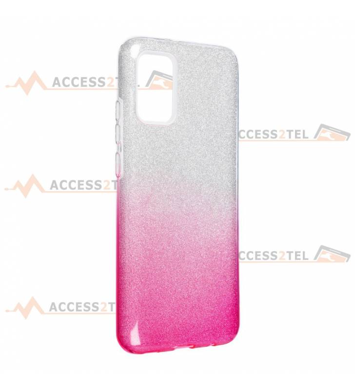 coque renforcée pour samsung galaxy A02s paillettes dégradé rose