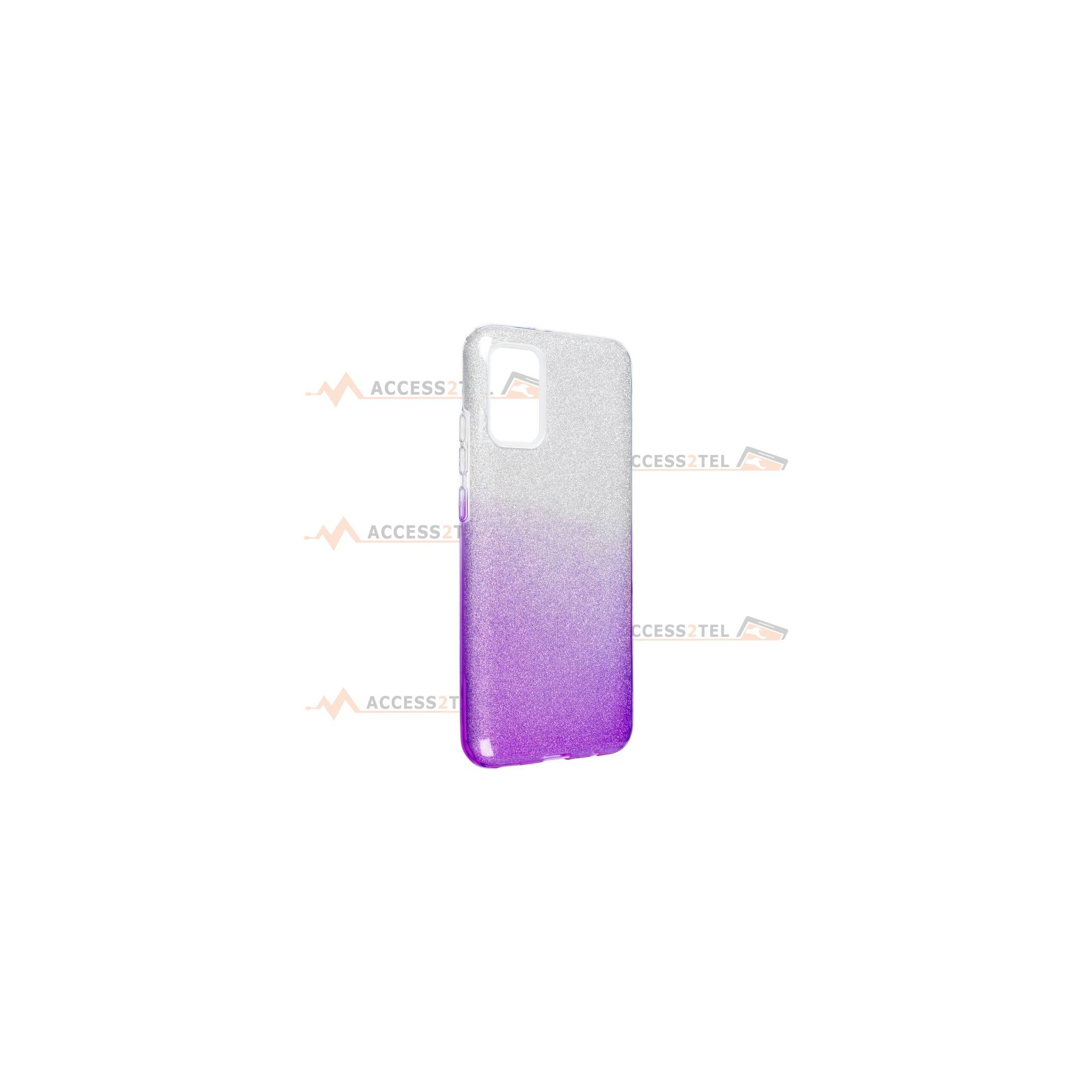 coque renforcée pour samsung galaxy A02s paillettes dégradé violet