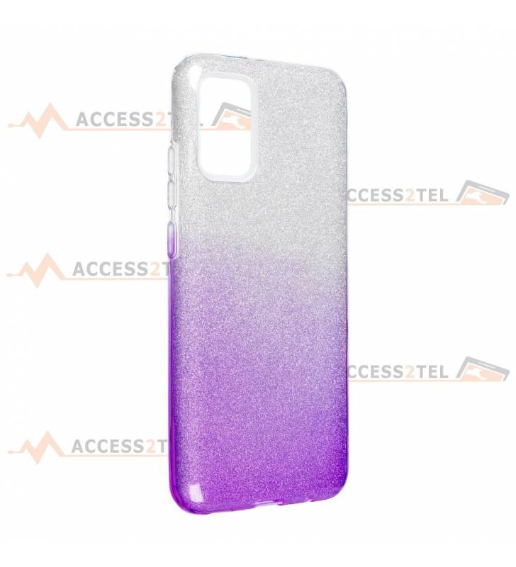 coque renforcée pour samsung galaxy A02s paillettes dégradé violet