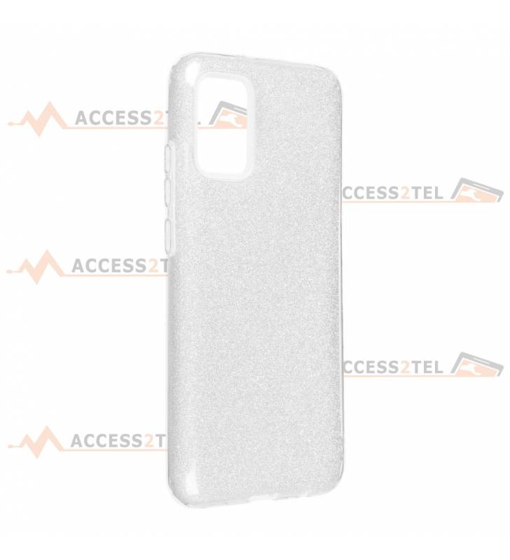 coque renforcée pour samsung galaxy A02s paillettes argentée