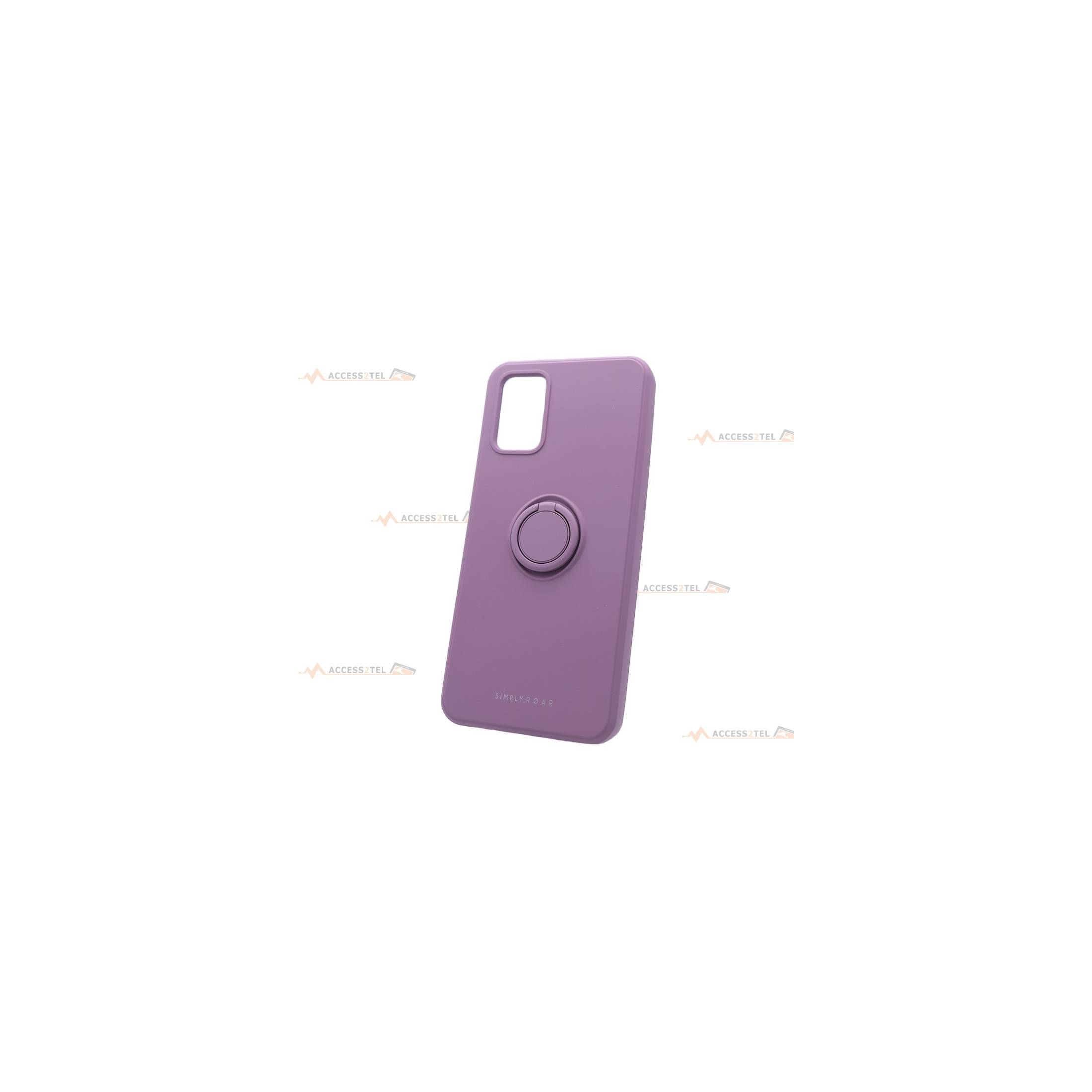 coque violette en silicone avec anneau pour galaxy a02s