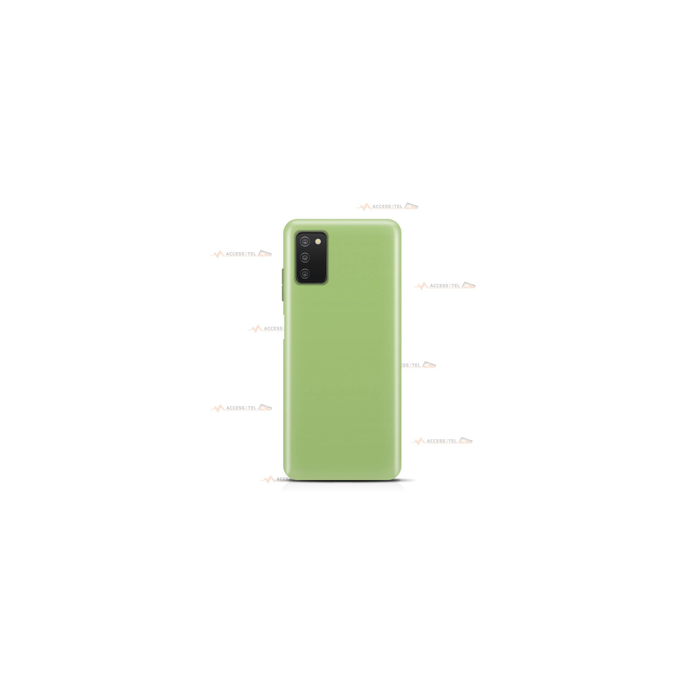 coque pour samsung galaxy a03s en silicone soft touch et intérieur microfibre vert clair