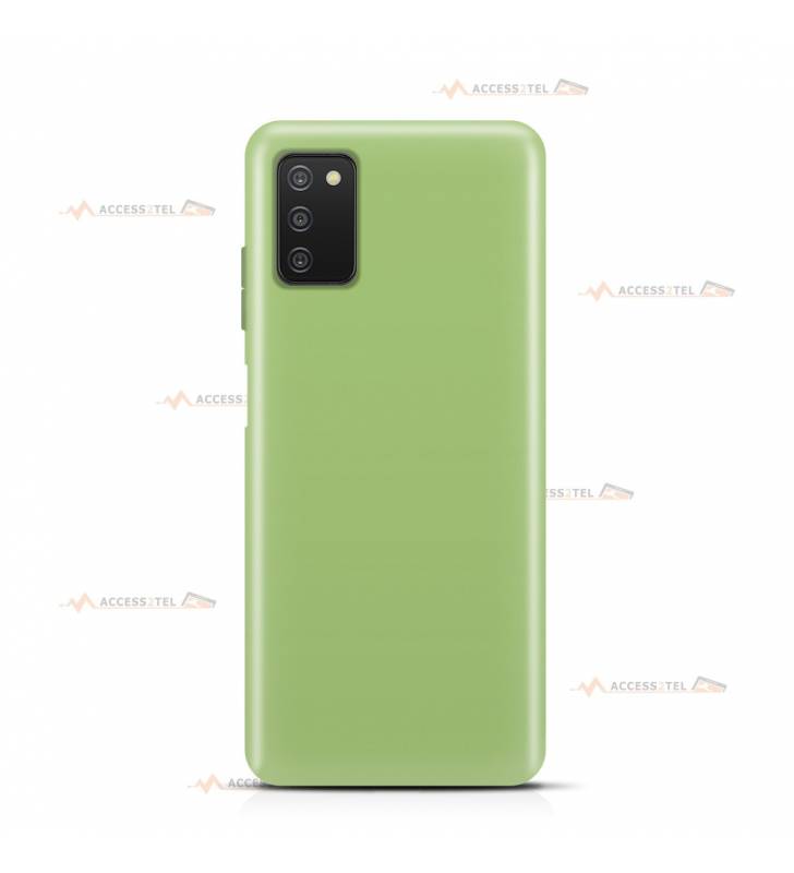 coque pour samsung galaxy a03s en silicone soft touch et intérieur microfibre vert clair