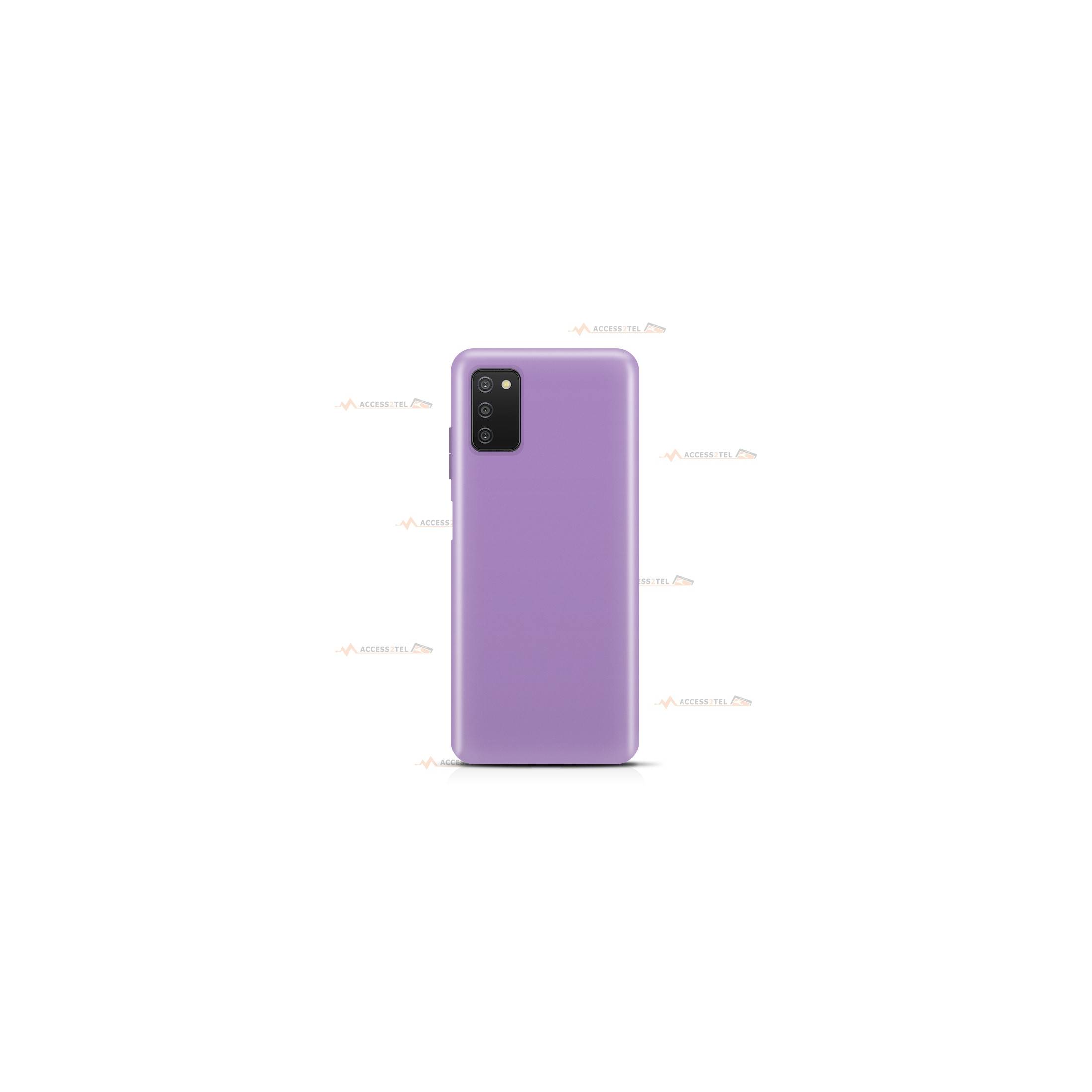 coque pour samsung galaxy a03s en silicone soft touch et intérieur microfibre violet lilas