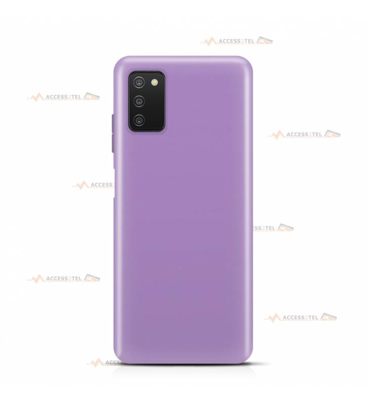 coque pour samsung galaxy a03s en silicone soft touch et intérieur microfibre violet lilas