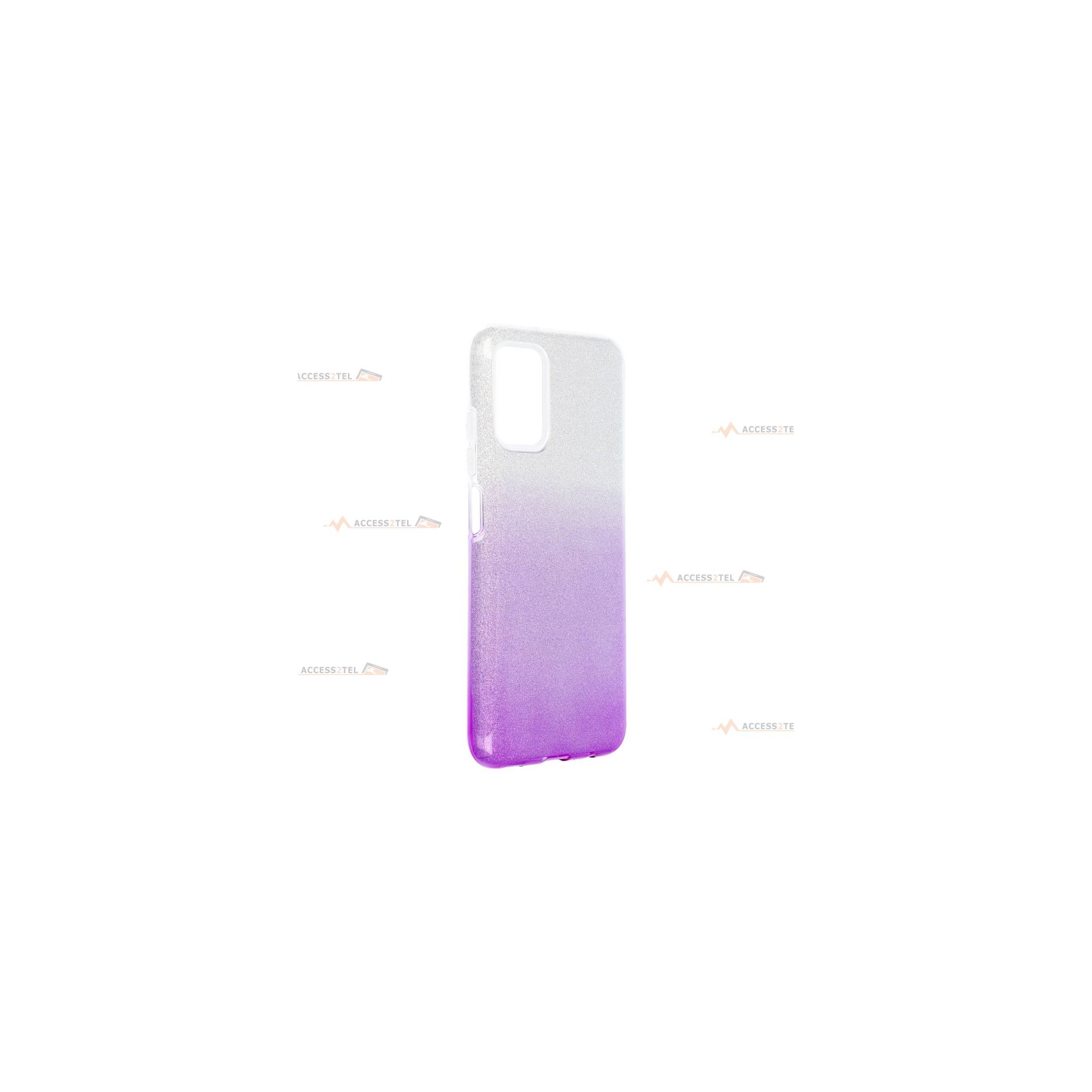 coque renforcée pour samsung galaxy A03s paillettes dégradé violet