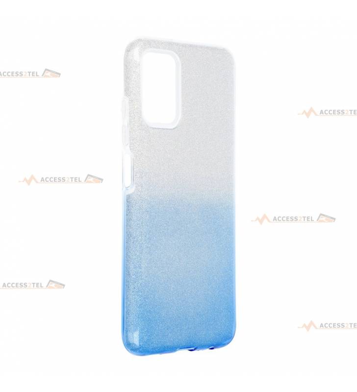 coque renforcée pour samsung galaxy A03s paillettes dégradé bleu