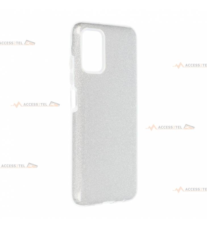 coque renforcée pour samsung galaxy A03s paillettes argentée