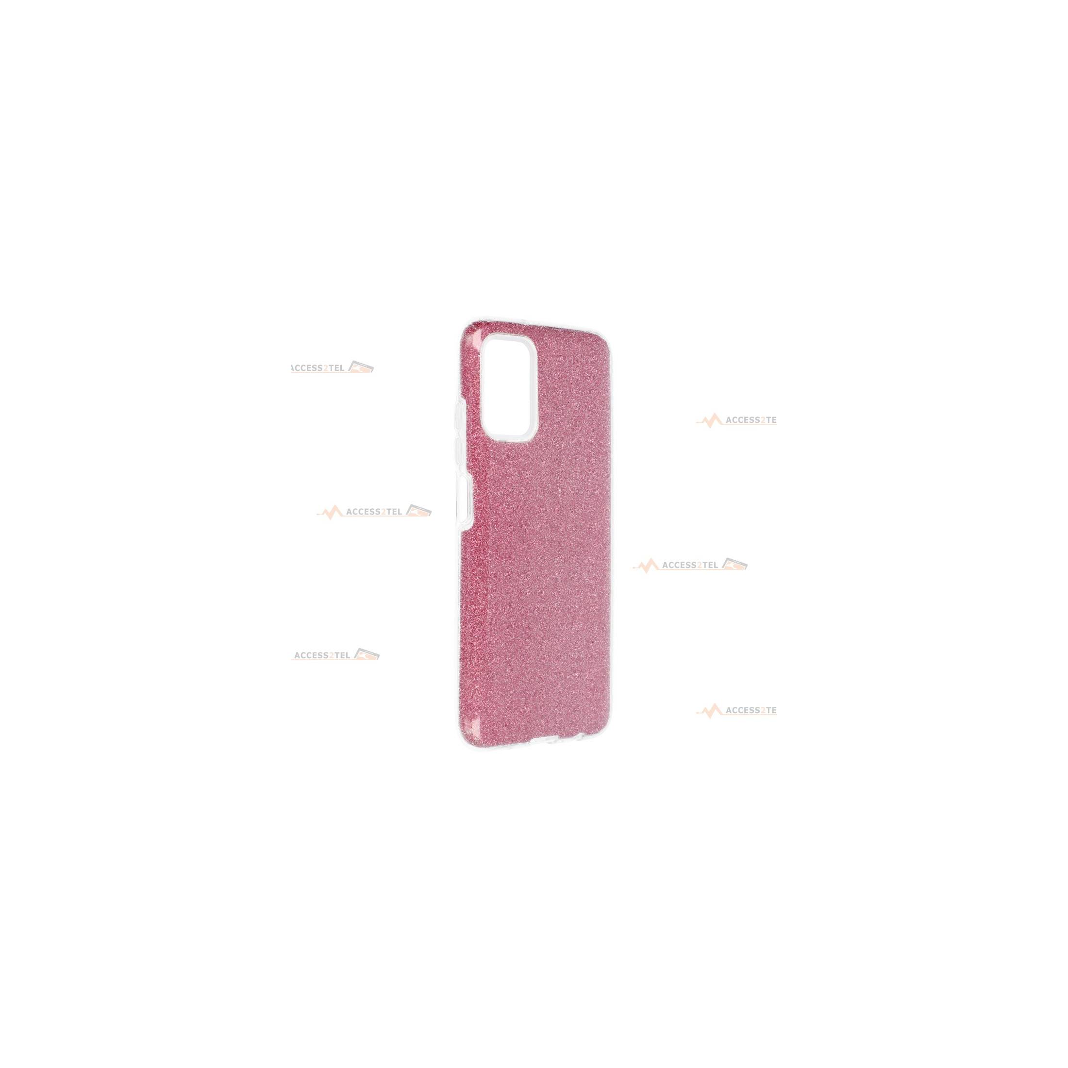 coque renforcée pour samsung galaxy A03s paillettes rose