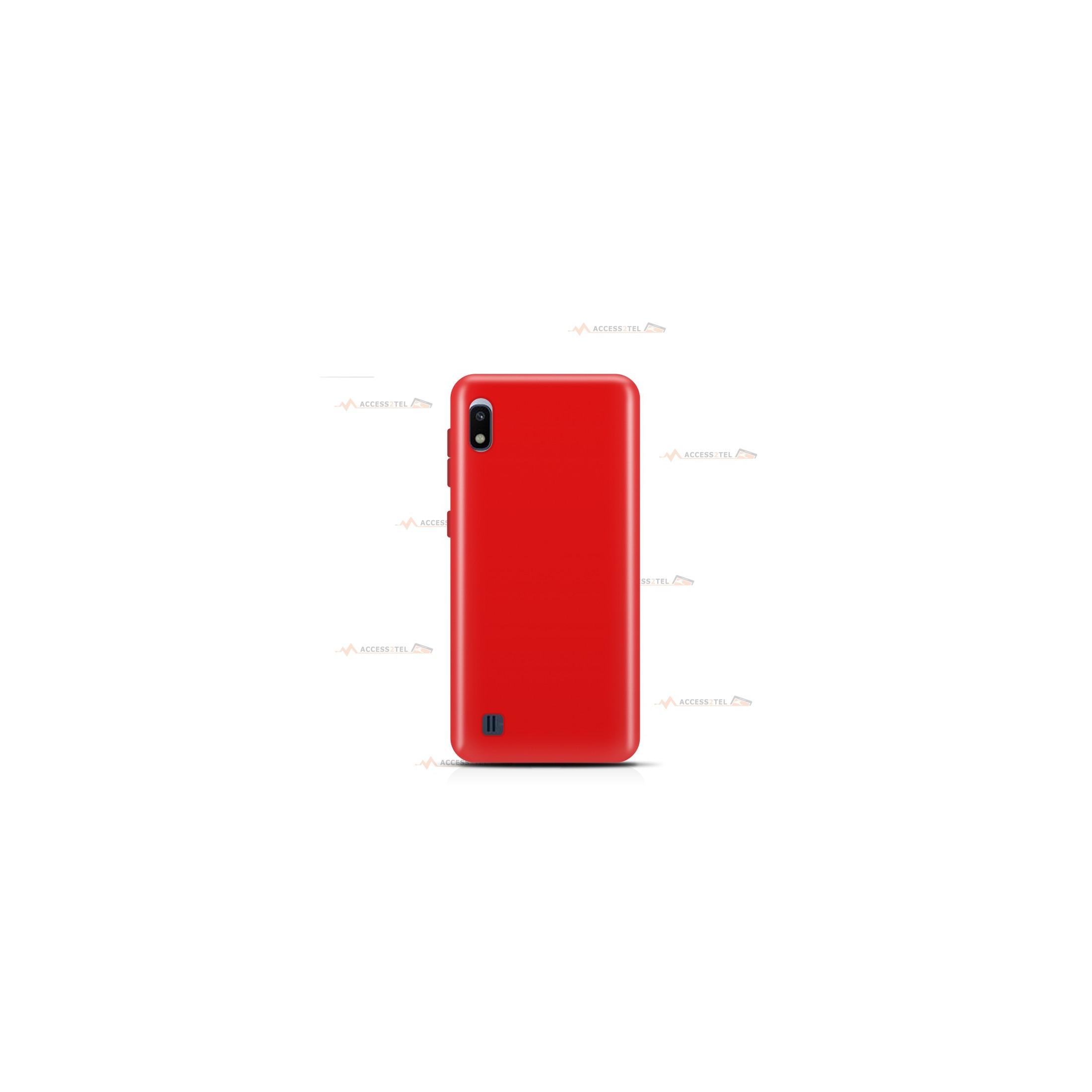 coque pour samsung galaxy a10 en silicone soft touch et intérieur microfibre rouge