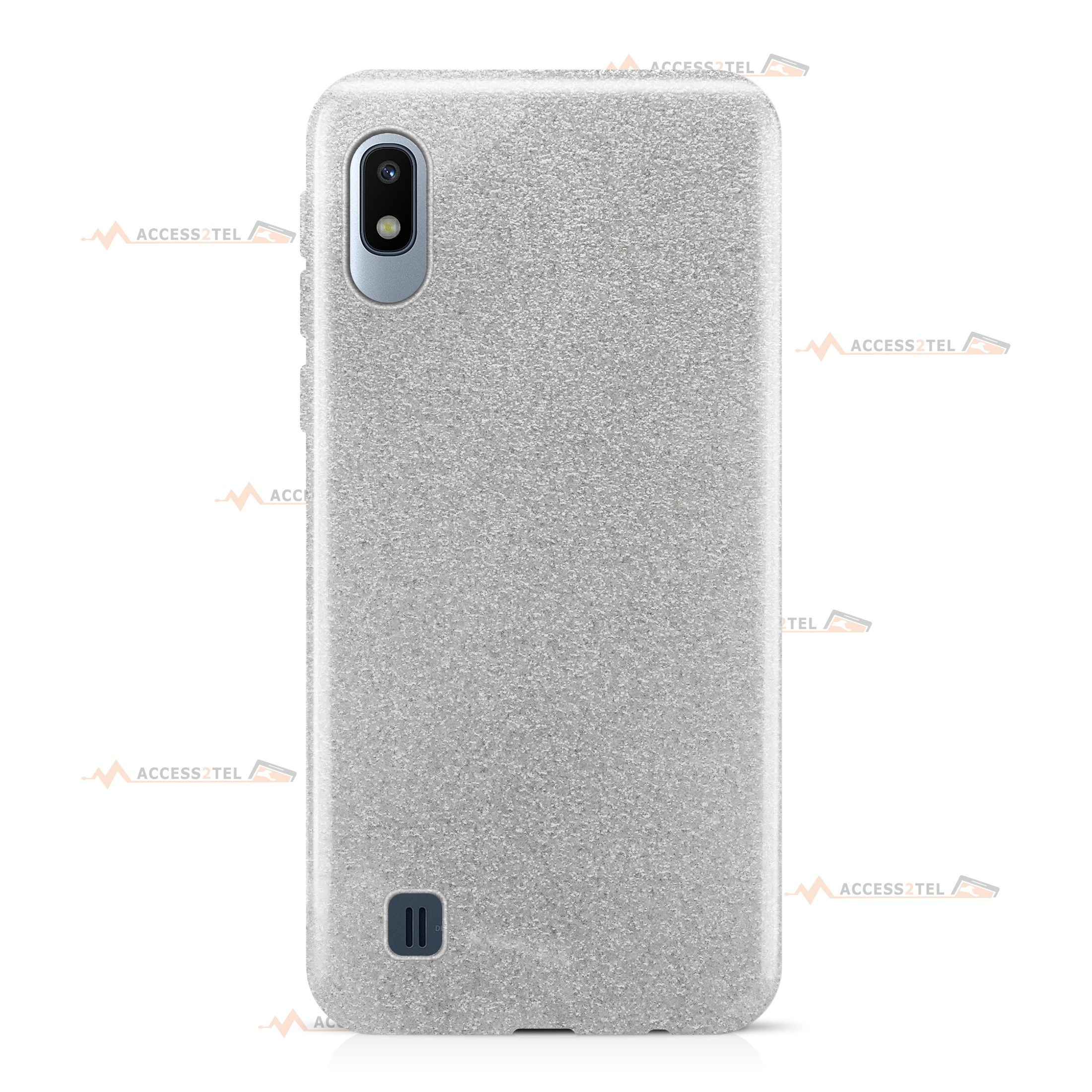 coque pour samsung galaxy A10 paillettes argentée