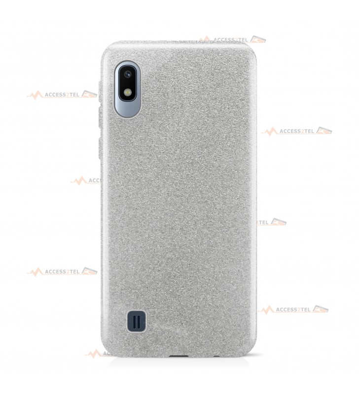 coque pour samsung galaxy A10 paillettes argentée