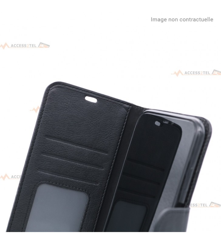 étui noir en simili-cuir pour samsung galaxy a10 intérieur