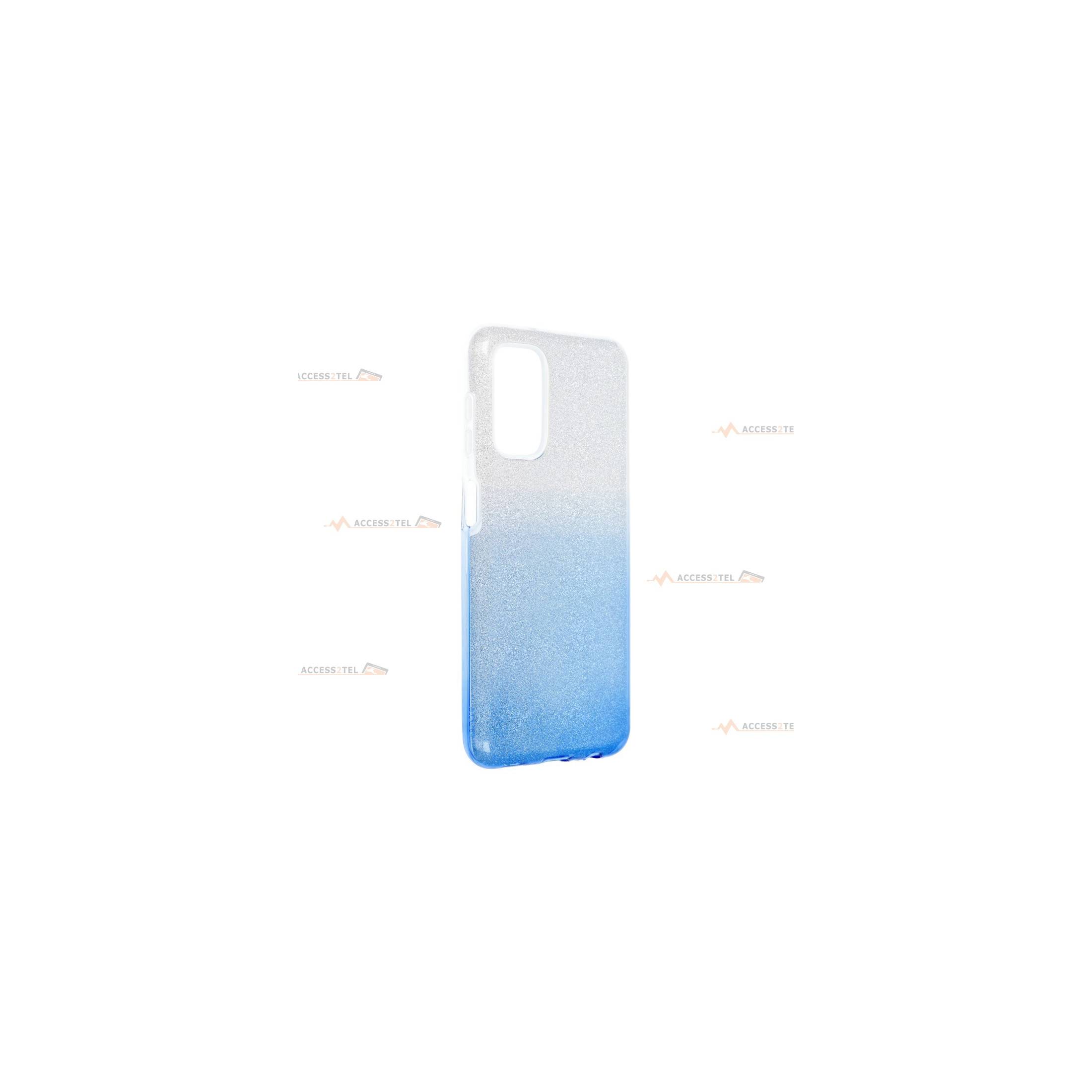 coque renforcée pour samsung galaxy A13 4G paillettes dégradé bleu