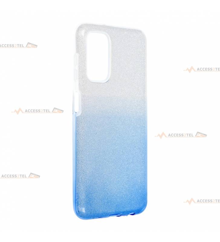 coque renforcée pour samsung galaxy A13 4G paillettes dégradé bleu