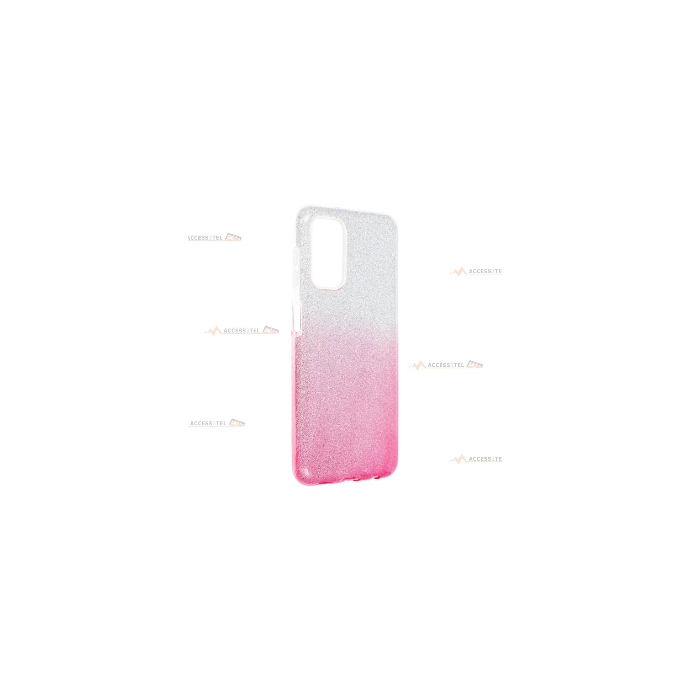 coque renforcée pour samsung galaxy A13 4G paillettes dégradé rose