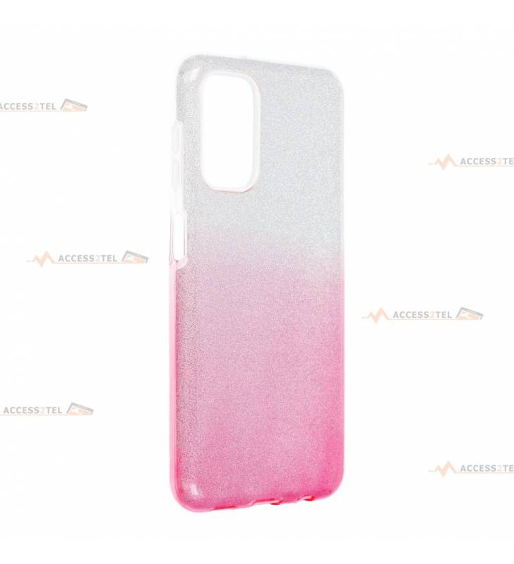 coque renforcée pour samsung galaxy A13 4G paillettes dégradé rose