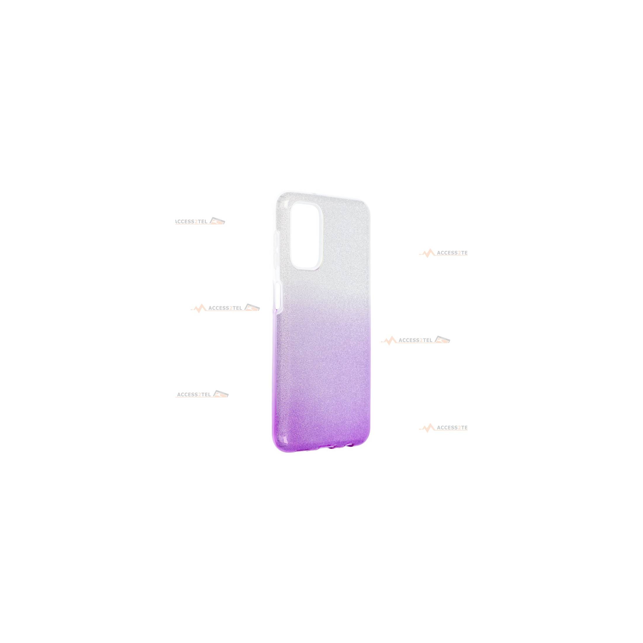 coque renforcée pour samsung galaxy A13 4G paillettes dégradé violet