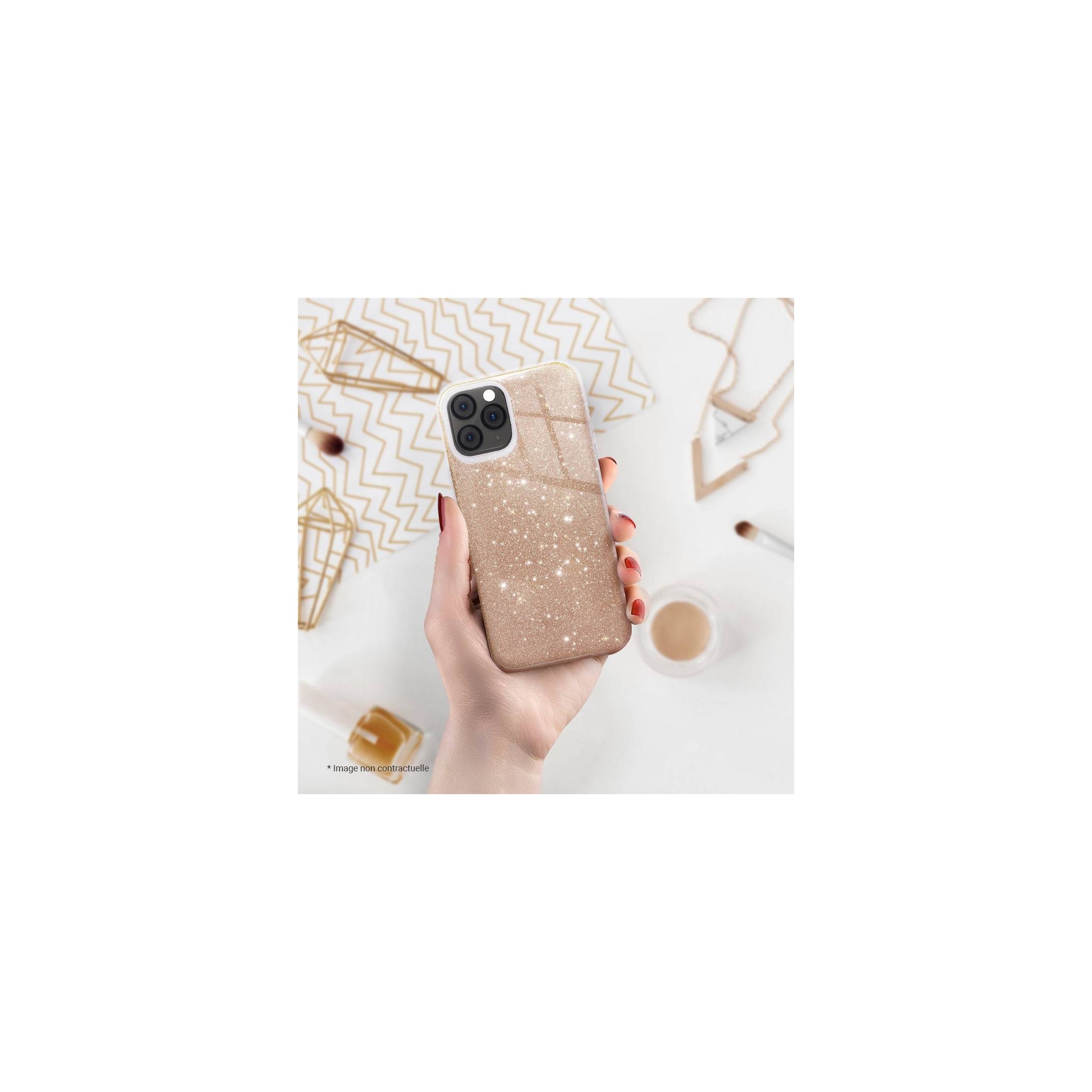  coque renforcée pour samsung galaxy A13 4G paillettes dorée dos