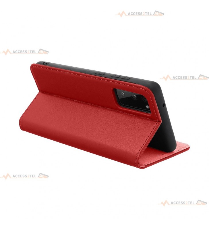 étui rouge en cuir pour samsung galaxy a13 4g support