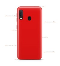 coque pour samsung galaxy a20e en silicone soft touch et intérieur microfibre rouge