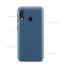 coque pour samsung galaxy a20e en silicone soft touch et intérieur microfibre bleu pétrole