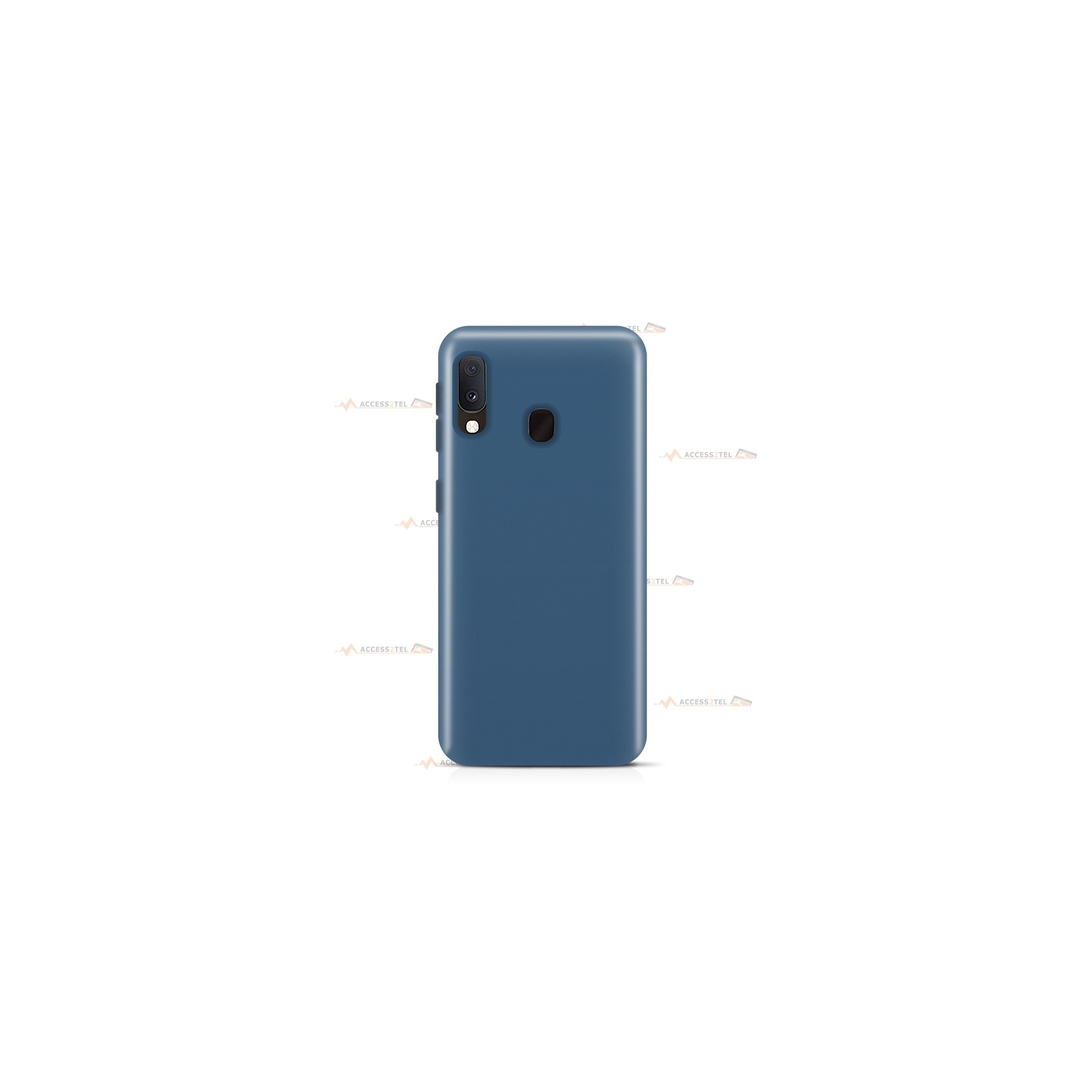 coque pour samsung galaxy a20e en silicone soft touch et intérieur microfibre bleu pétrole