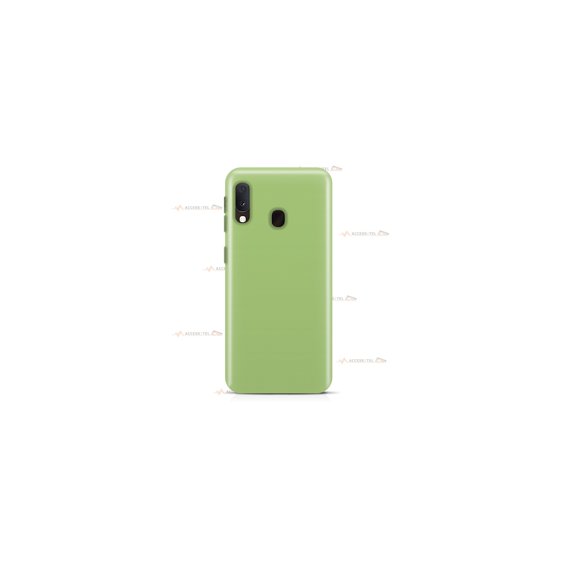 coque pour samsung galaxy a20e en silicone soft touch et intérieur microfibre vert clair