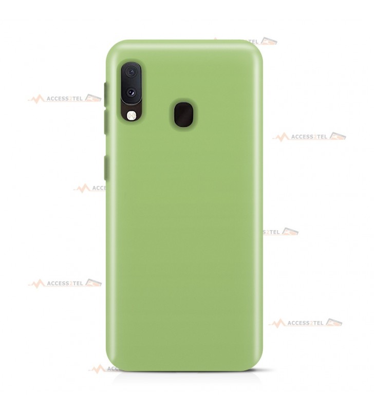 coque pour samsung galaxy a20e en silicone soft touch et intérieur microfibre vert clair