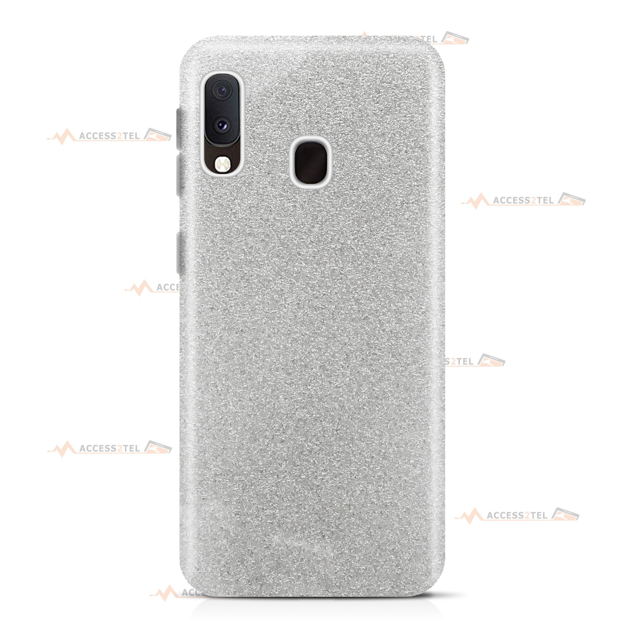 coque pour samsung galaxy A20e paillettes argentée