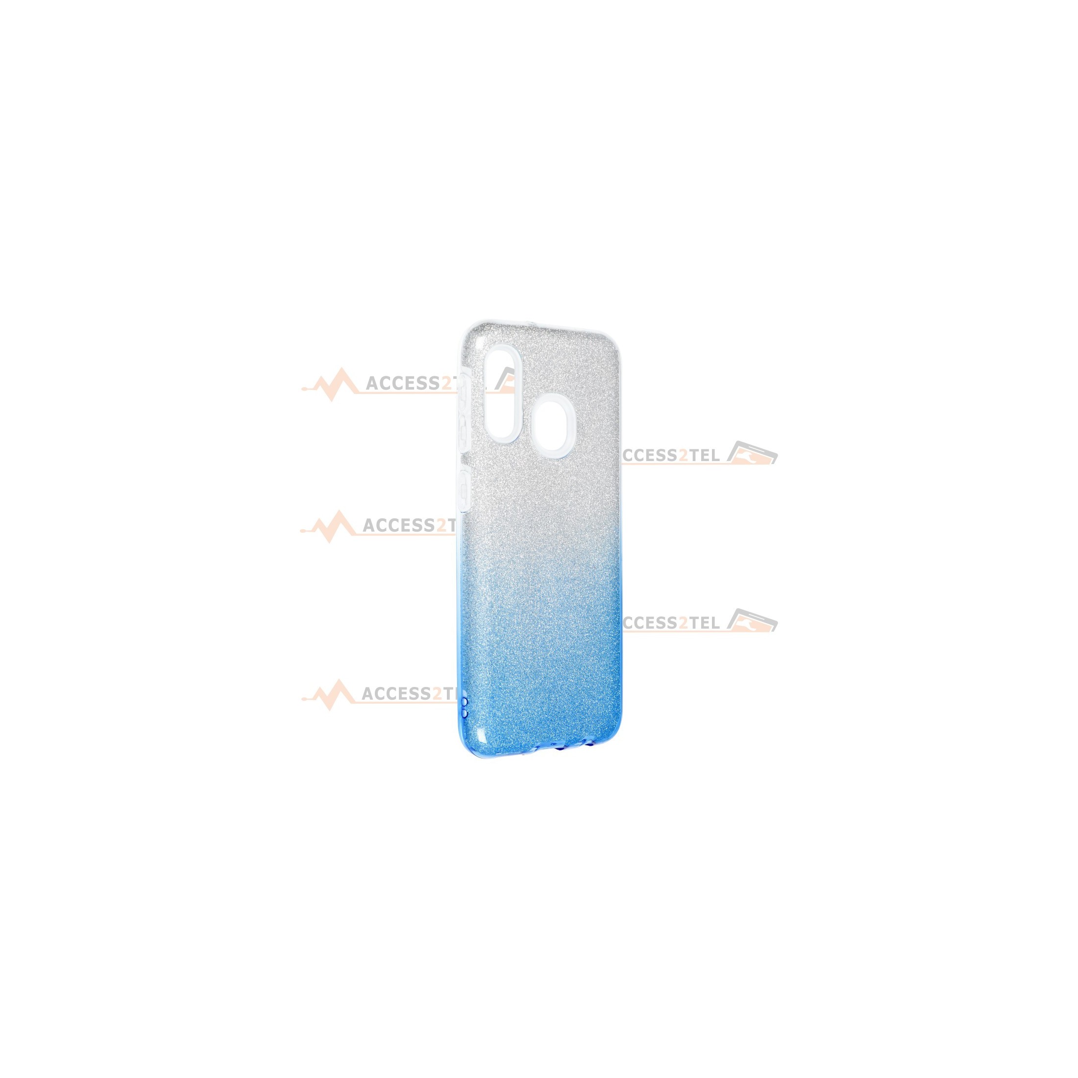 coque renforcée pour samsung galaxy A20e paillettes dégradé bleu