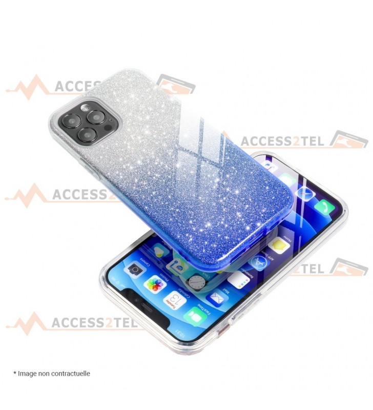 coque renforcée pour samsung galaxy A20e paillettes dégradé bleu smartphone