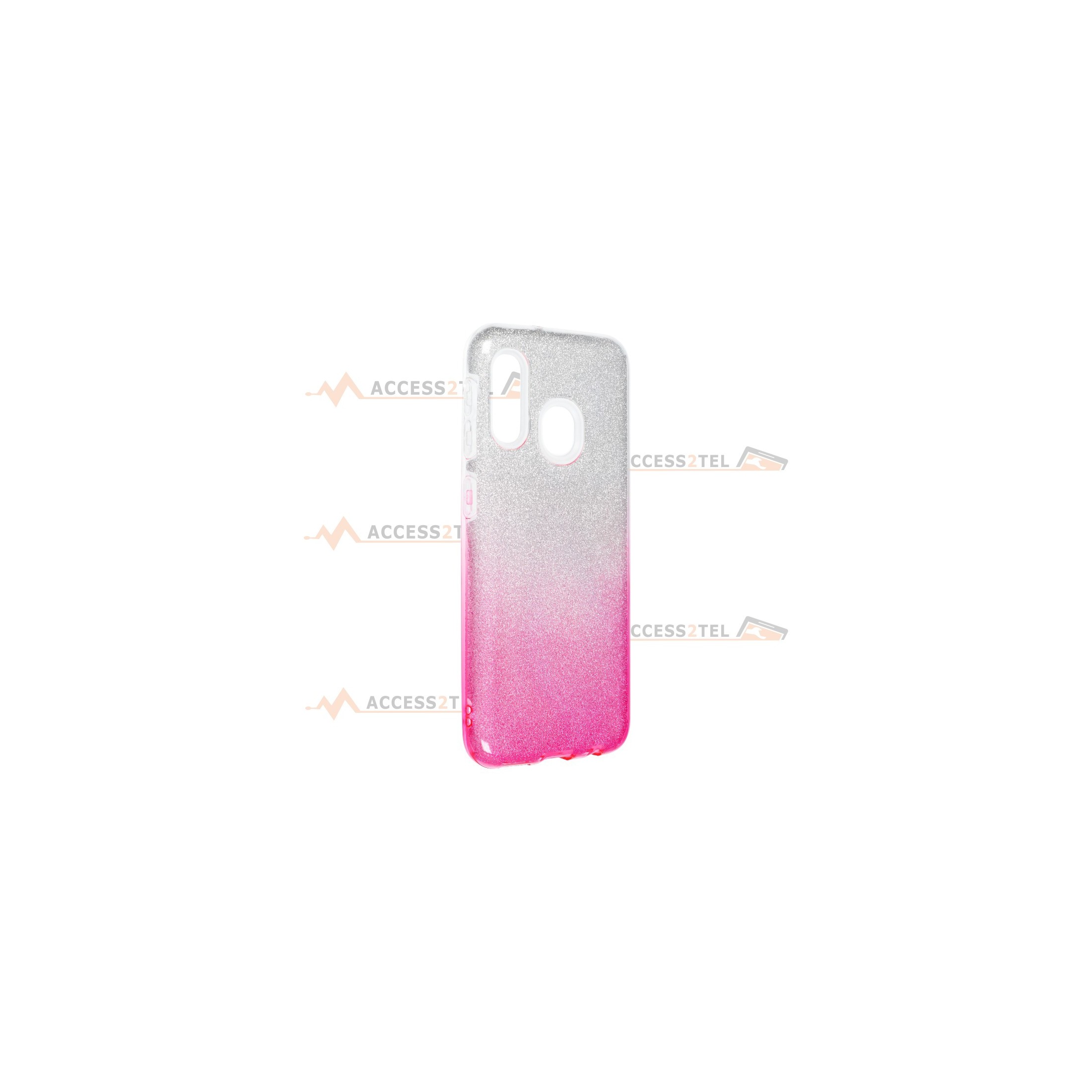 coque renforcée pour samsung galaxy A20e paillettes dégradé rose